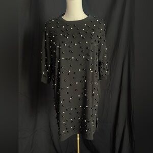 AKIRA Black T-shirt dress  with Beaded Accents